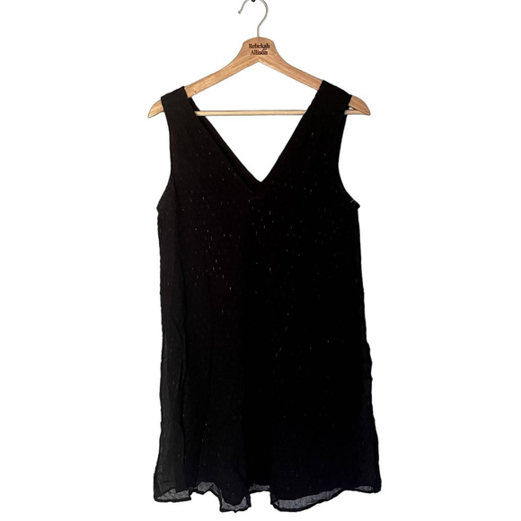 Madewell Nightshine Dress Black Silk Sparkly Shift Dress Size 2 - Picture 5 of 16